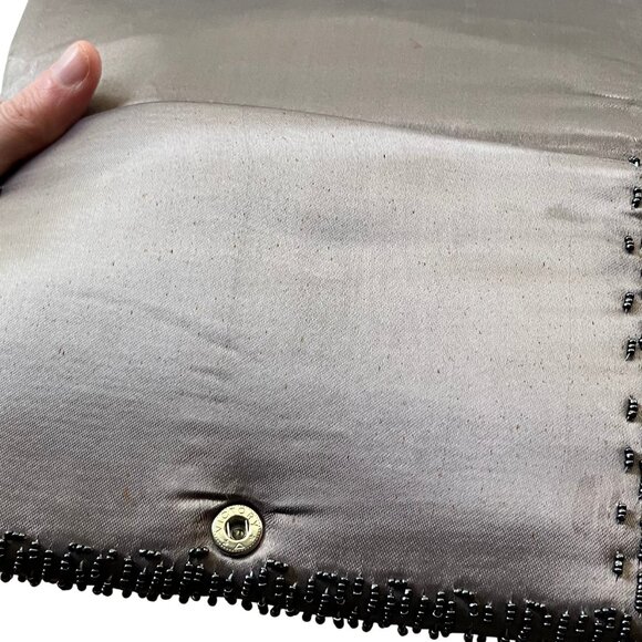 Vintage Gunmetal Beaded La Regal Evening Bag Clutch Shoulder Chain Silver Deco - Picture 14 of 15